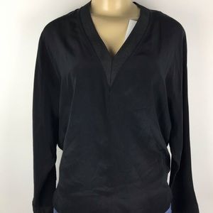 Black satin vneck top